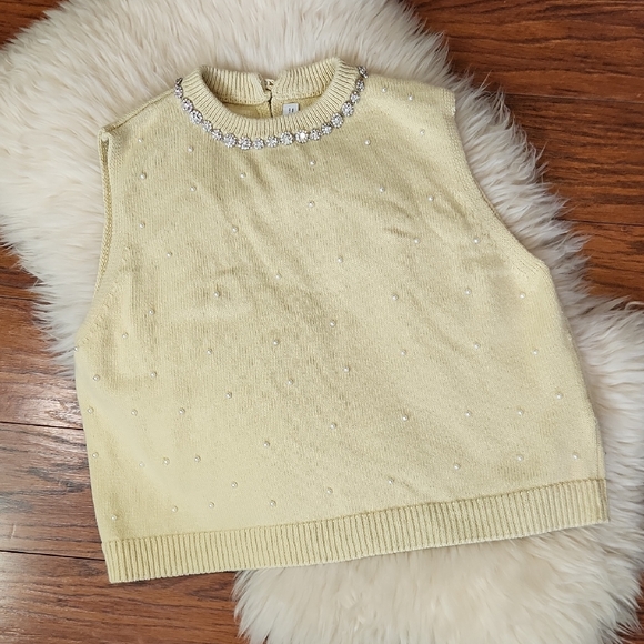 Zara Tops - Zara Jewel & Pearl Sleevless Sweater Tank